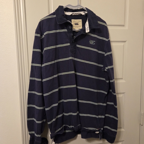 Canterbury Navy Striped Rugby Shirt - Picture 1 of 4